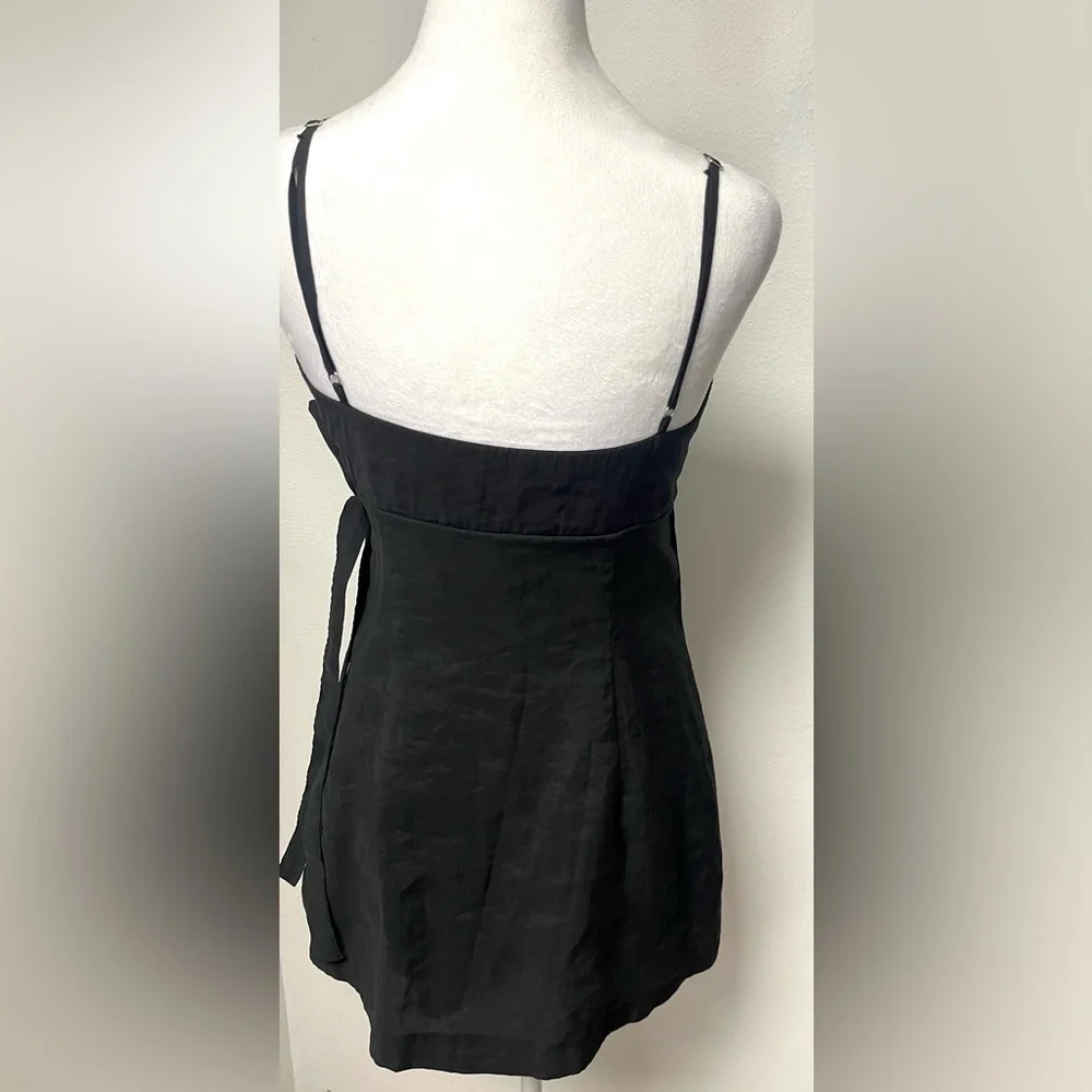 ZARA LINEN BLEND CUT OUT BLACK  JUMPSUIT WRAP DRESS  SIZE XS
